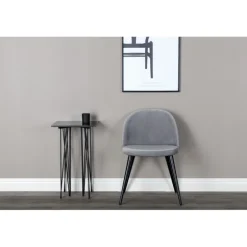 Velour Spisestol - Sort og Grå