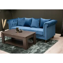 Velvet 3 personers Sofa - Blå og Natur