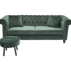 Velvet 3 personers Sofa - Grøn og Natur