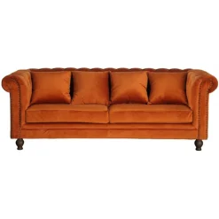 Velvet 3 personers Sofa - Natur og Rusty Cognac