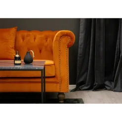 Velvet 3 personers Sofa - Natur og Rusty Cognac