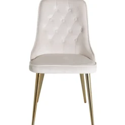 Velvet Deluxe Spisebordsstol - Beige og Messing