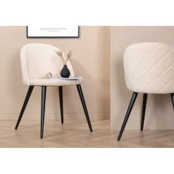 Velvet Spisebordsstol - Beige velour