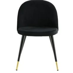 Velvet Spisebordsstol - Sort velour og Messing