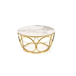 VENUS 2 sofabord, Hvid marmor / guld