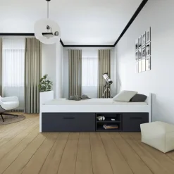 VERSO BAZA Komplet børneseng 90x200 - Hvid/Sort