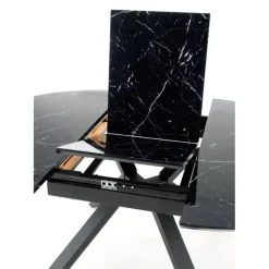 VERTIGO Udvidelsesbord, - Top - Sort Marmor, Ben - Sort