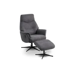 Villads lænestol + skammel - Antracit