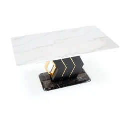 VINCENZO bord Hvid marmor, ben Sort/guld