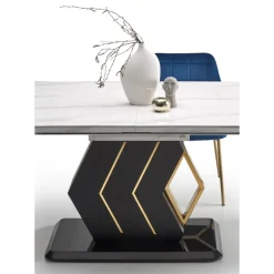 VINCENZO bord Hvid marmor, ben Sort/guld