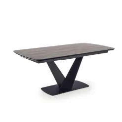 VINSTON Spisebord med udtræk, - top - MørkeGrå / Sort, ben - Sort