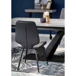 VINSTON Spisebord med udtræk, - top - MørkeGrå / Sort, ben - Sort