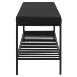 Vita Bænk - Bænk i sort ramme og en sorte hylde og hynde