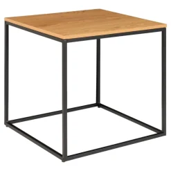 Vita Hjørnebord - Hjørnebord med sort ramme og egetræs look bordplade 45x45x45 cm