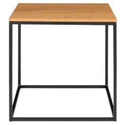 Vita Hjørnebord - Hjørnebord med sort ramme og egetræs look bordplade 45x45x45 cm