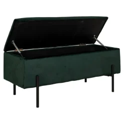 Watford Bænk - Bænk i grøn velour m. opbevaring