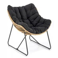 WHISPER lounge stol, Sort/Naturlig