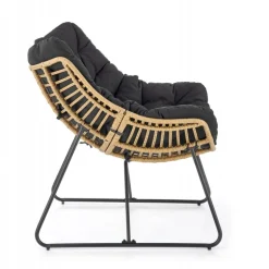 WHISPER lounge stol, Sort/Naturlig