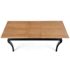 WINDSOR Spisebord med udtræk, - mørk eg/Sort