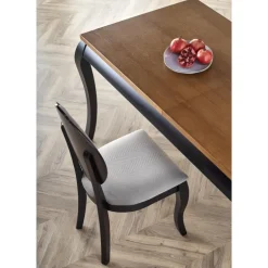 WINDSOR Spisebord med udtræk, - mørk eg/Sort