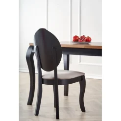 WINDSOR Spisebord med udtræk, - mørk eg/Sort