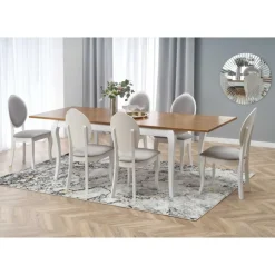 WINDSOR Spisebordmedudtræk, - Mørk Eg/Hvid