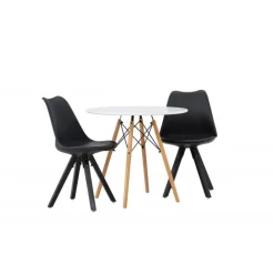 Zeno Rundt Spisestuesæt - Sort og Hvid