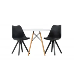 Zeno Rundt Spisestuesæt - Sort og Hvid